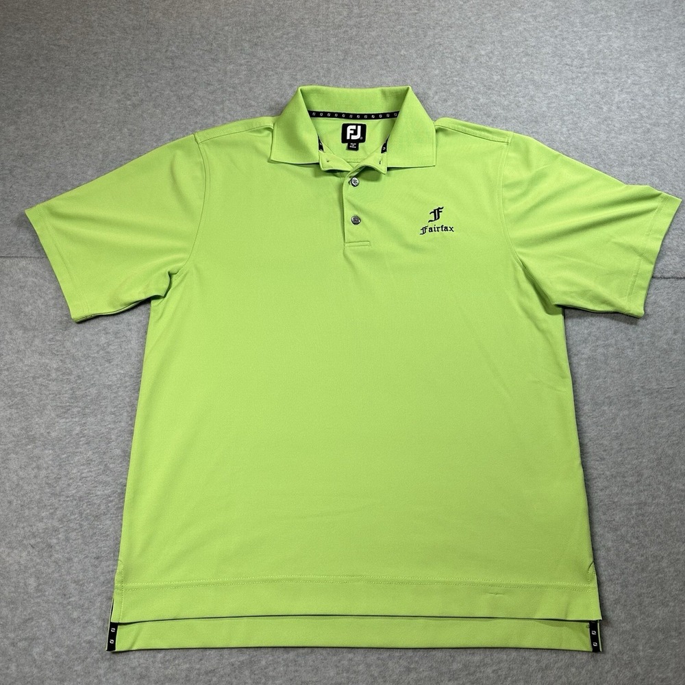 FootJoy FJ Fairfax Golf Polo Shirt Lime Green Performance Polyester Mens
